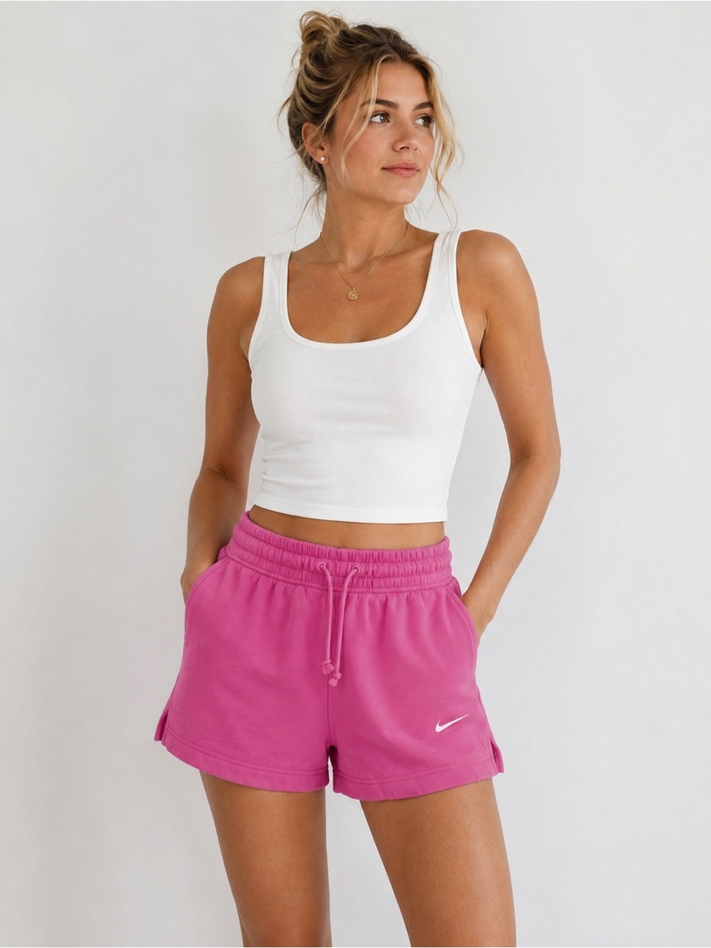 Nike Club Fleece Shorts Pink XS | Women’s Fleece Athletic Shorts with Drawstring